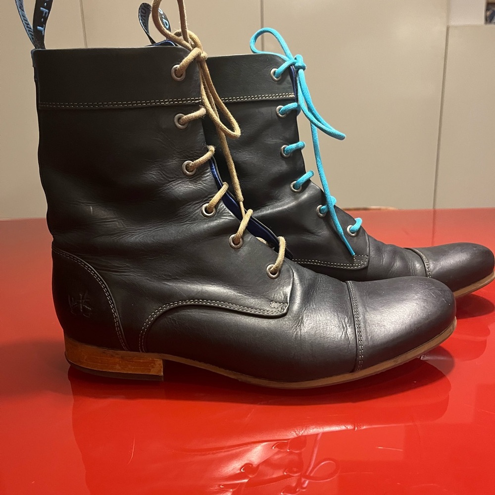 John Fluevog radio BBC classic lace up black boots